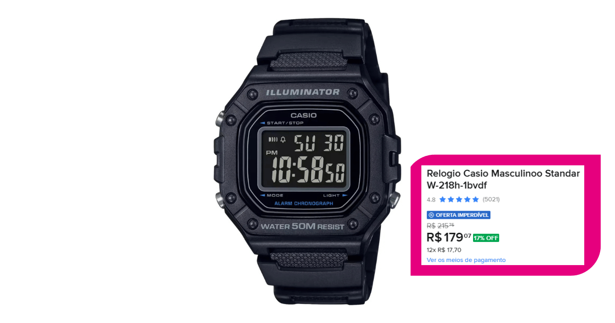 OFERTA IMPERDÍVEL de R$ 215 , 75 por R$ 179 , 07 17% OFF (12x  R$ 17 , 70  Ver os meios de pagamento)